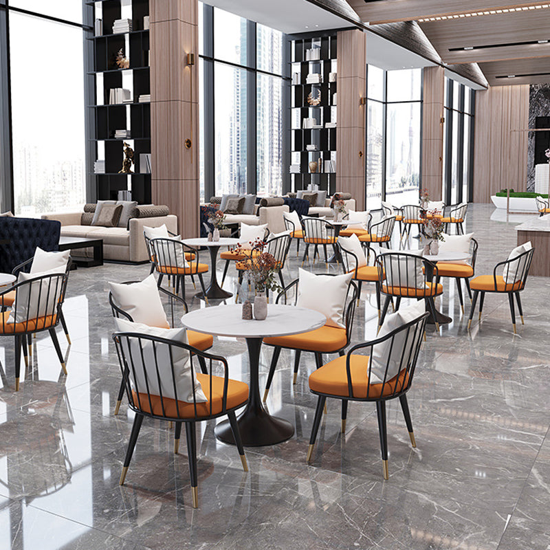 Round Dining Table Set with Metal Chairs 1/5 Pieces Modern Dining Set for Home