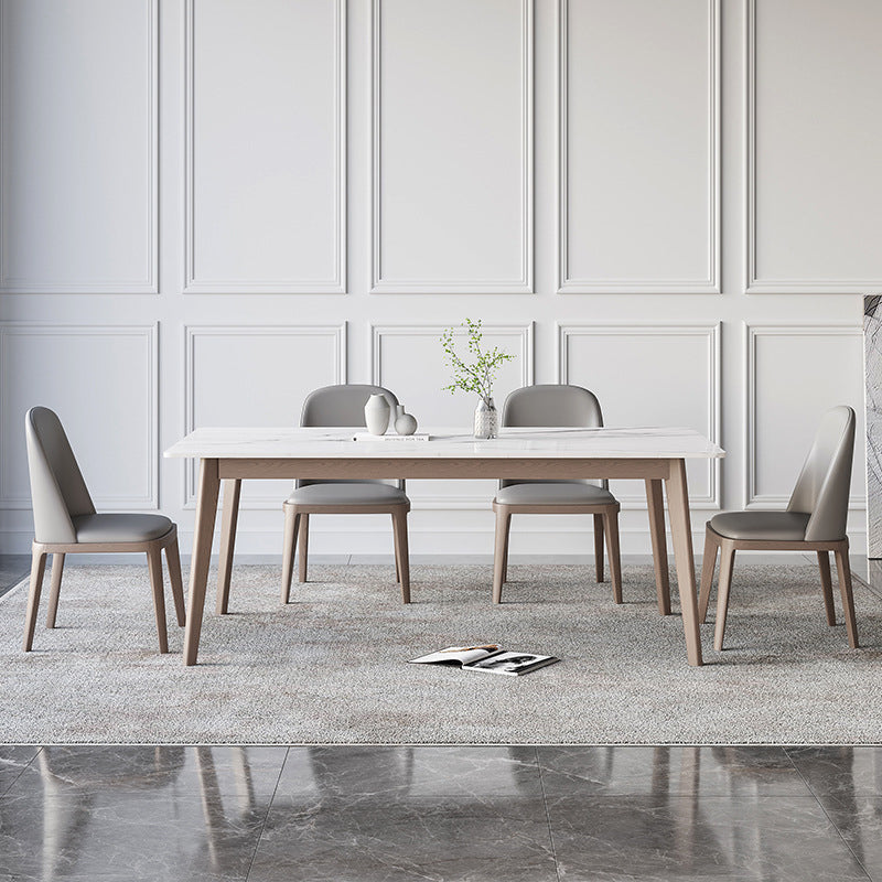 Stein Esstisch Set mit Holzrahmen 1/4/5/7 zeitgenössische Stücke Essset