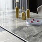 Glossy Gray Stone Dining Table Set 1/4/5/7 Pieces Modern Dinette Set for Kitchen