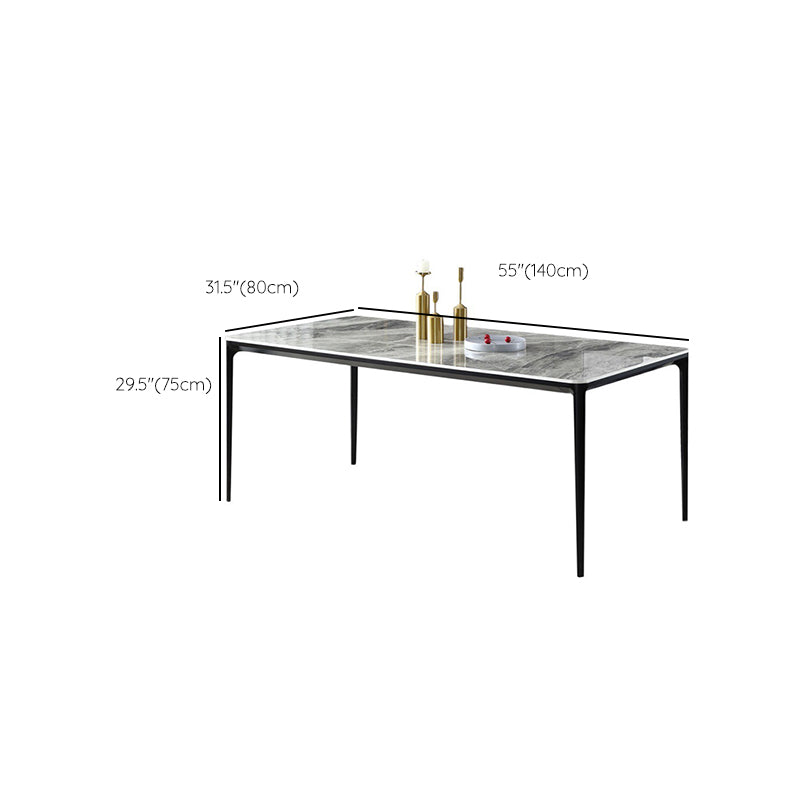 Glossy Gray Stone Dining Table Set 1/4/5/7 Pieces Modern Dinette Set for Kitchen