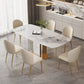 Glam -eettafel Set 1/4/5/7 PCS Steen eettafel met armloze stoelen