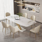 Stone Dining Table Set 1/4/5/7 Pcs Glam Rectangle Dining Table and Upholstered Chairs