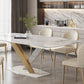 Stone Dining Table Set 1/4/5/7 Pcs Glam Rectangle Dining Table and Upholstered Chairs