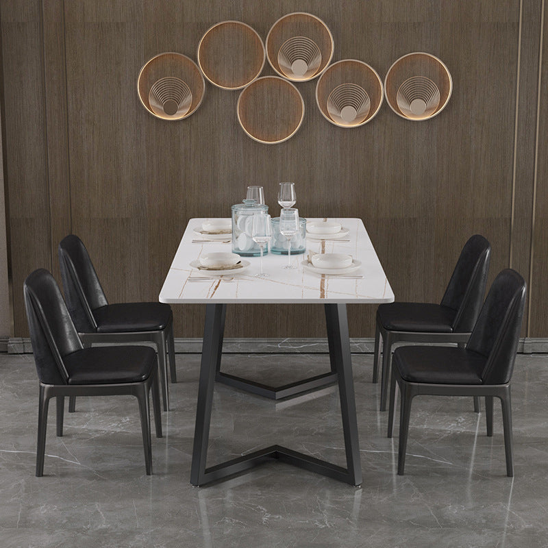 Gepolijste afwerking Dinette set met zwarte stoelen 1/4/5/7 stuks glamour eettafel set