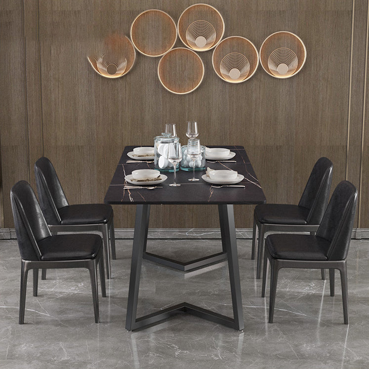 Gepolijste afwerking Dinette set met zwarte stoelen 1/4/5/7 stuks glamour eettafel set