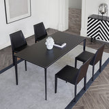 Schwarzer Esstisch Set mit festen Rückstühlen 1/4/5 Stück Metall Dinette Set