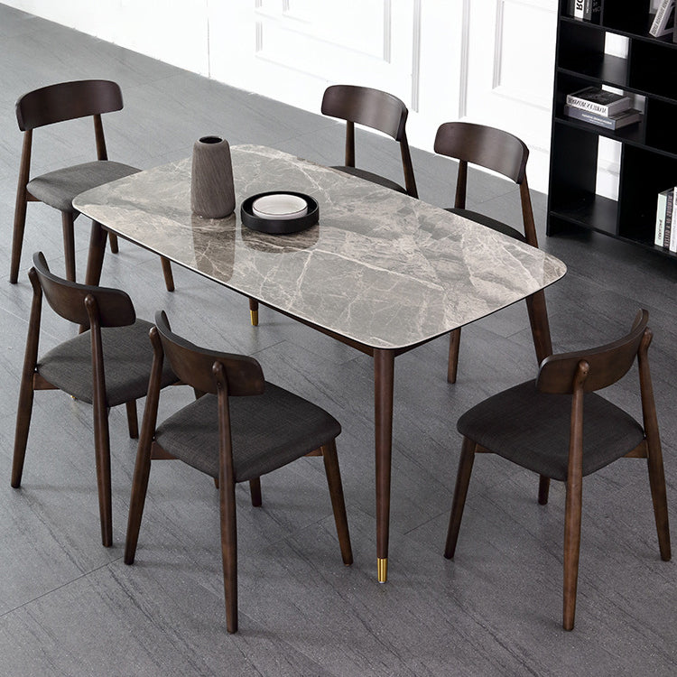 Glossy Gray Dining Table Set 1/4/5/7 Pieces Dinette Set with Wooden Chairs Clearhalo 'Dining Room Sets' 'Dining Tables & Seating' 'dining_room_set' 'furn' 'furn_dining_room_set' 'Furniture' 'Kitchen & Dining Furniture' 6403588