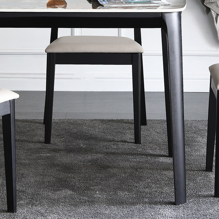 Modern Glossy Blue Dining Table Set 1/2/5/7 Pieces Dinette Set with Wooden Chairs