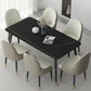 長方形のダイニングテーブルセット1/5/7 PCS布張りの椅子付きの焼結石ダイニングテーブル