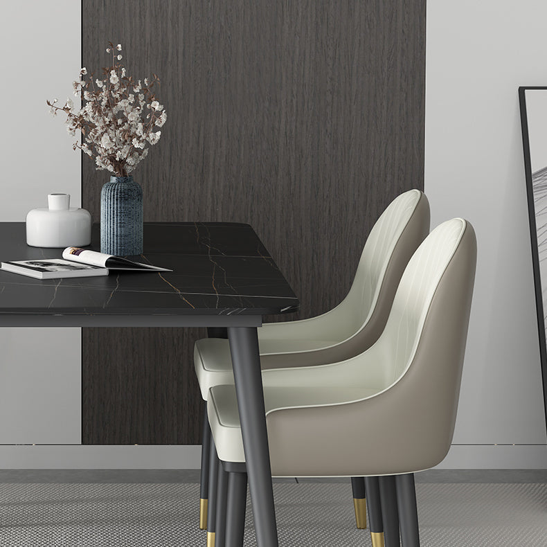 長方形のダイニングテーブルセット1/5/7 PCS布張りの椅子付きの焼結石ダイニングテーブル