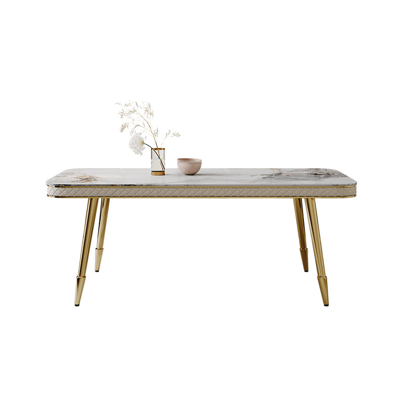 グラムダイニングテーブルセット1/5 PCS布張りのサイドチェア付き長方形のダイニングテーブル