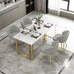 Set da pranzo contemporaneo 1/5 pezzi tavolo da pranzo in pietra rettangolare con sedie imbottite