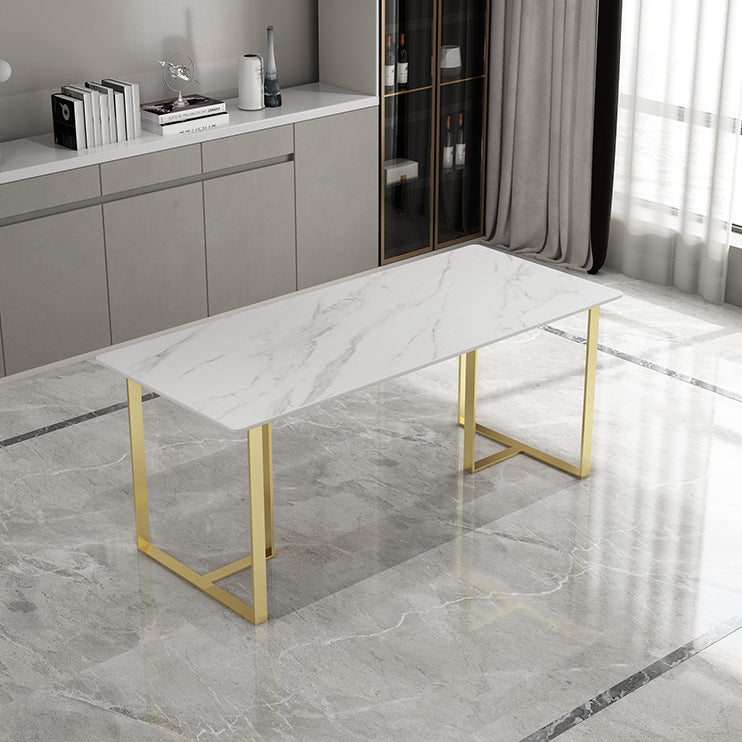 Set da pranzo contemporaneo 1/5 pezzi tavolo da pranzo in pietra rettangolare con sedie imbottite