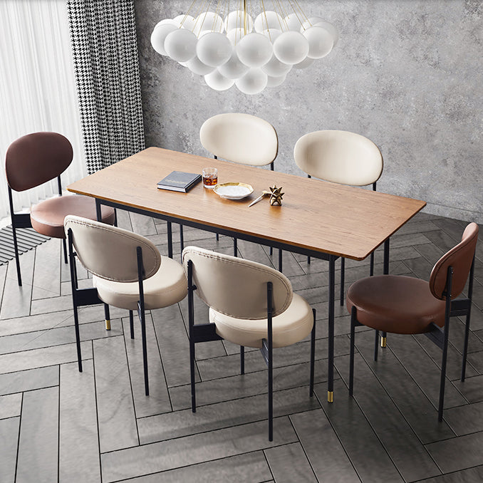 Industrial Dining Table Set 1/5/7 Pcs Solid Wood Top Table with Upholstered Chairs Clearhalo 'Dining Room Sets' 'Dining Tables & Seating' 'dining_room_set' 'furn' 'furn_dining_room_set' 'Furniture' 'Kitchen & Dining Furniture' 6403731