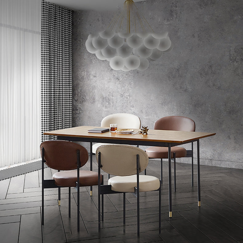 Industrial Dining Table Set 1/5/7 Pcs Solid Wood Top Table with Upholstered Chairs 5 Pieces: Table, 4 Chairs Clearhalo 'Dining Room Sets' 'Dining Tables & Seating' 'dining_room_set' 'furn' 'furn_dining_room_set' 'Furniture' 'Kitchen & Dining Furniture' 6403732