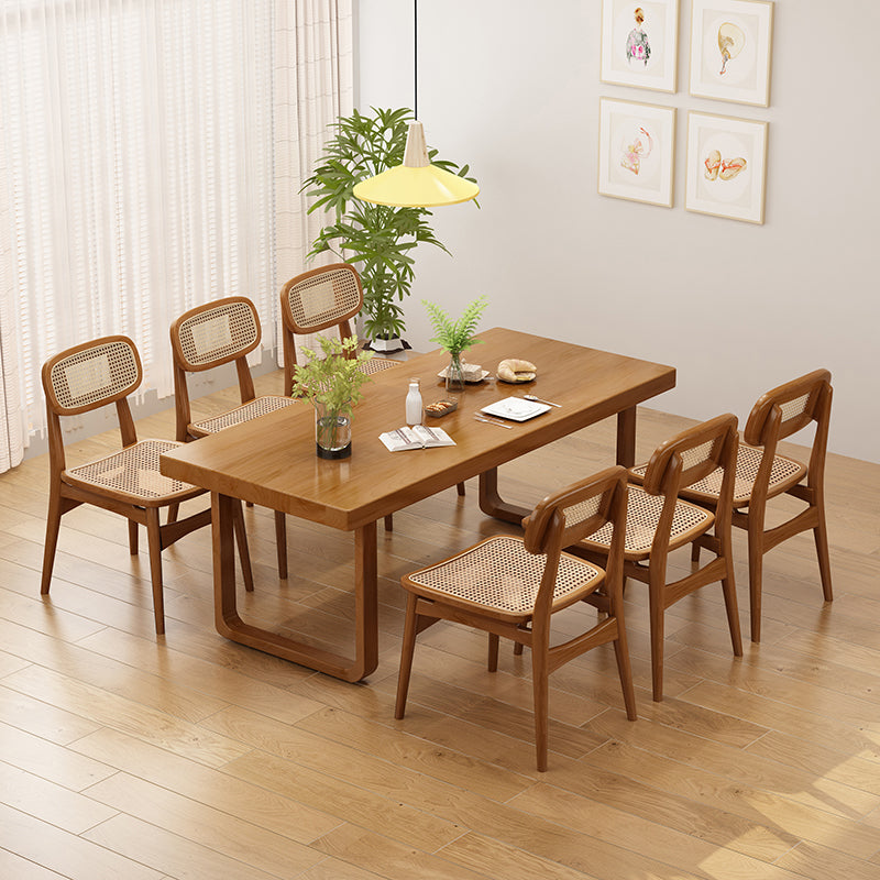 Moderne eetgelegenheid 1/5/7 PCS Massief houten eettafel en stoelen in bruin