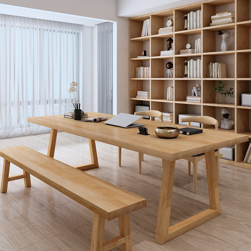 Bureau de bureau naturel contemporain Bureau d'écriture en bois massif rectangulaire