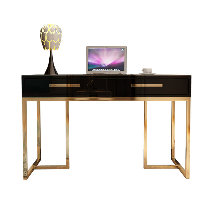 Black and White Writing Desk Stainless Steel and Artificial Wood Office Desk with Drawers 47.2"L x 19.7"W x 29.5"H Black Clearhalo 'furn' 'furn_office_desk' 'Furniture' 'Office Desks' 'Office Furniture' 'office_desk' 6403873
