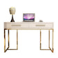 Black and White Writing Desk Stainless Steel and Artificial Wood Office Desk with Drawers 55"L x 20"W x 30"H White Clearhalo 'furn' 'furn_office_desk' 'Furniture' 'Office Desks' 'Office Furniture' 'office_desk' 6403878