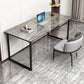 Industrial Office Desk Grey Marble Sled Writing Desk with Metal Legs 70.9"L x 31.5"W x 29.5"H Clearhalo 'furn' 'furn_office_desk' 'Furniture' 'Office Desks' 'Office Furniture' 'office_desk' 6403908