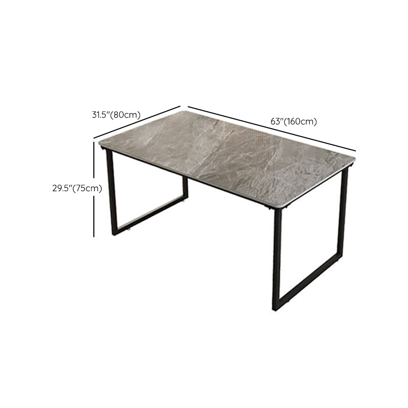 Industrial Office Desk Grey Marble Sled Writing Desk with Metal Legs Clearhalo 'furn' 'furn_office_desk' 'Furniture' 'Office Desks' 'Office Furniture' 'office_desk' 6403914