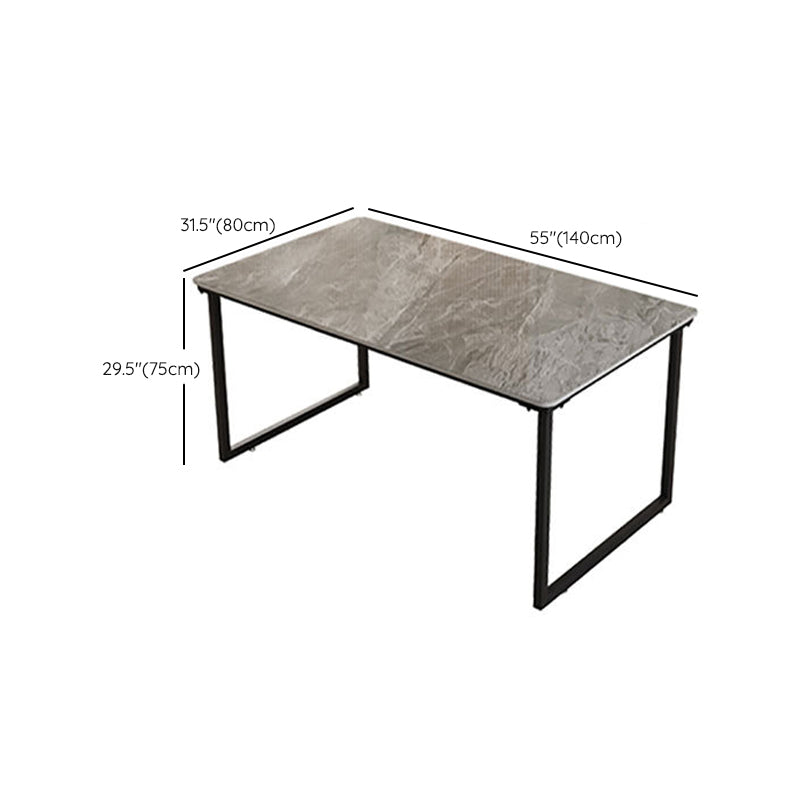 Industrial Office Desk Grey Marble Sled Writing Desk with Metal Legs Clearhalo 'furn' 'furn_office_desk' 'Furniture' 'Office Desks' 'Office Furniture' 'office_desk' 6403916