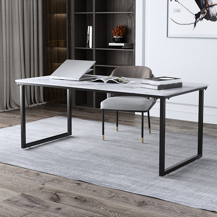 Industrial Rectangular Office Desk Antique Finish Computer Desk 55.1"L x 31.5"W x 29.5"H White Clearhalo 'furn' 'furn_office_desk' 'Furniture' 'Office Desks' 'Office Furniture' 'office_desk' 6404062