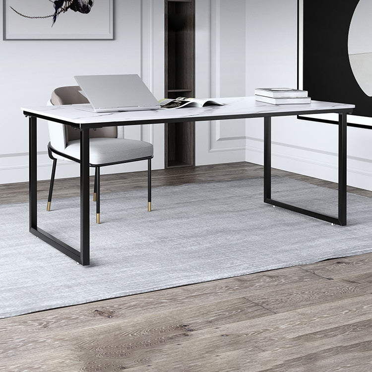 Industrial Rectangular Office Desk Antique Finish Computer Desk 63"L x 31.5"W x 29.5"H White Clearhalo 'furn' 'furn_office_desk' 'Furniture' 'Office Desks' 'Office Furniture' 'office_desk' 6404065