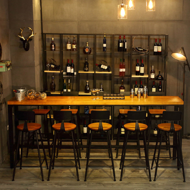 Modern Bar Table Set  1/6/11 Pieces Rectangle Wood Counter Table with High Stools for Bar