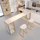 Glam 1/3 Pieces Bar Table Set Rectangle Stone Counter Table with Stools for Milk Tea Shop 3 Pieces: Table, 2 White Stools Clearhalo 'Bar Furniture' 'furn' 'furn_home_bar_bar_sets' 'Furniture' 'Home Bars & Bar Sets' 'home_bar_bar_sets' 'Kitchen & Dining Furniture' 6405268