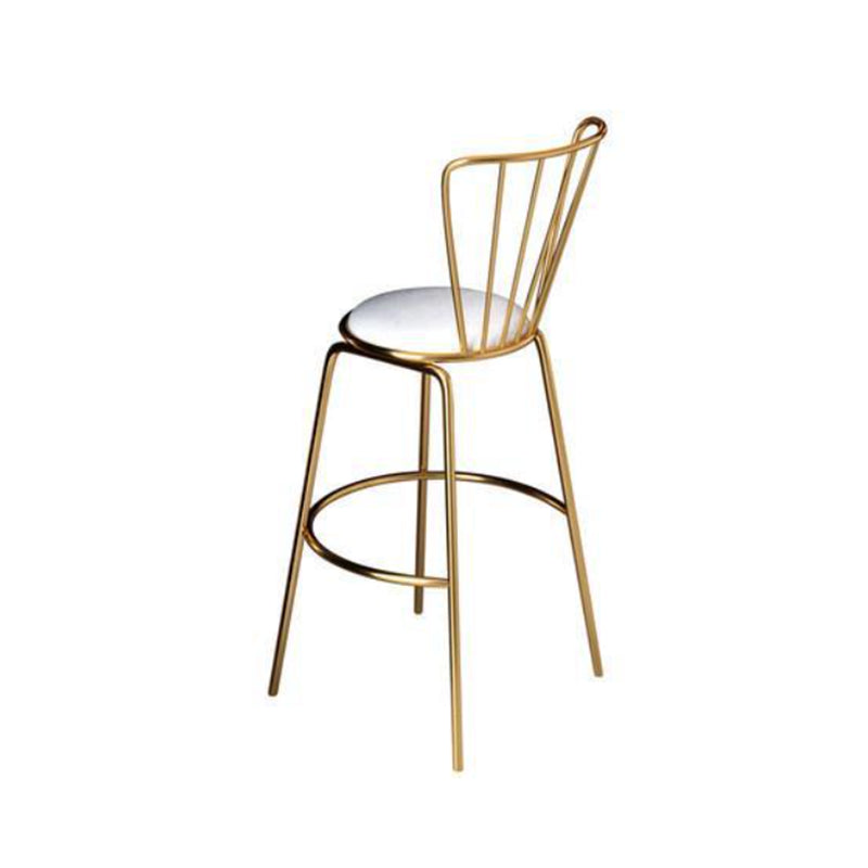 Glam 1/3 Pieces Bar Table Set Rectangle Stone Counter Table with Stools for Milk Tea Shop White-Gold 30"H Stool (Single) Clearhalo 'Bar Furniture' 'furn' 'furn_home_bar_bar_sets' 'Furniture' 'Home Bars & Bar Sets' 'home_bar_bar_sets' 'Kitchen & Dining Furniture' 6405272