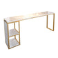 Glam 1/3 Pieces Bar Table Set Rectangle Stone Counter Table with Stools for Milk Tea Shop White 87"L x 16"W Clearhalo 'Bar Furniture' 'furn' 'furn_home_bar_bar_sets' 'Furniture' 'Home Bars & Bar Sets' 'home_bar_bar_sets' 'Kitchen & Dining Furniture' 6405273