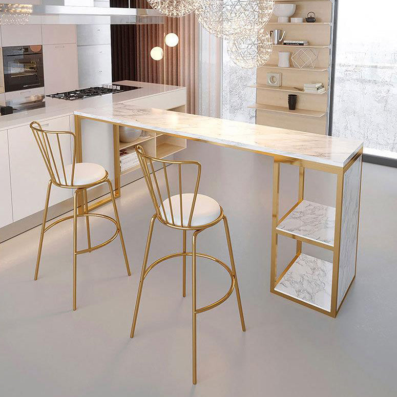 Glam 1/3 Pieces Bar Table Set Rectangle Stone Counter Table with Stools for Milk Tea Shop Clearhalo 'Bar Furniture' 'furn' 'furn_home_bar_bar_sets' 'Furniture' 'Home Bars & Bar Sets' 'home_bar_bar_sets' 'Kitchen & Dining Furniture' 6405280