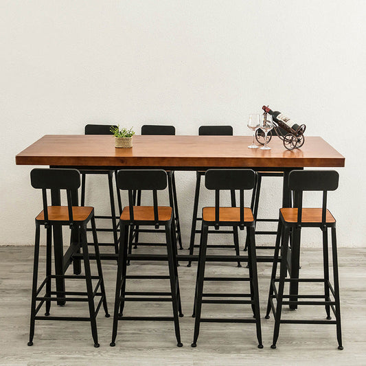 Contemporary Style Bar Table Set 1/2/9 Pieces Rectangle Bar Table with Wood Stools