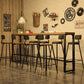 Industrial 1/5/9 Pieces Bar Table Set Rectangle Wood Counter Table with Stools for Bar