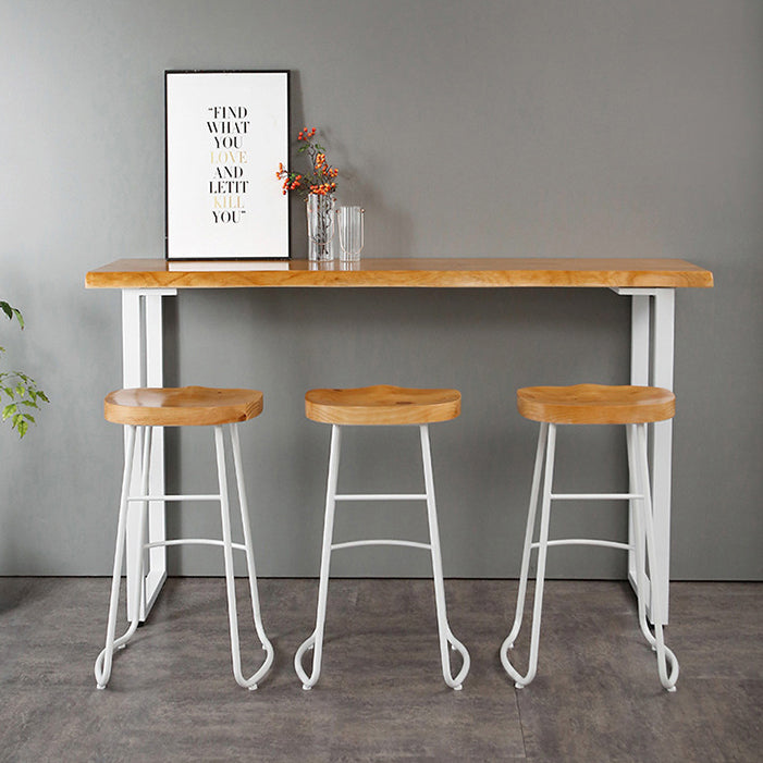 Contemporary 1/2/4/7 Pieces Bar Table Set Rectangle Wood Bar Table with Wood Stools