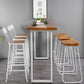 Contemporary 1/2/4/7 Pieces Bar Table Set Rectangle Wood Bar Table with Wood Stools