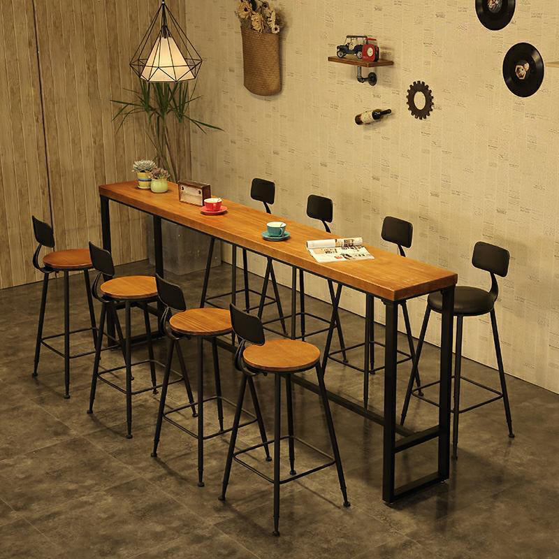 Industrial Bar Table Set  1/5/9 Pieces Rectangle Wood Counter Table with Stools for Bar
