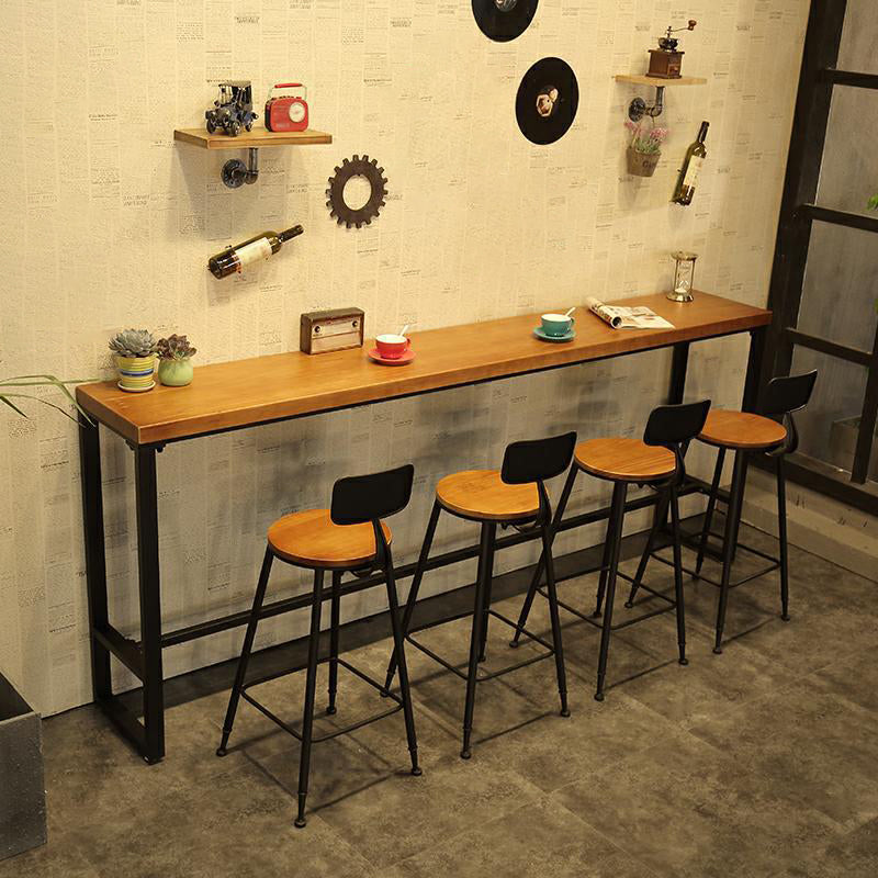 Industrial Bar Table Set  1/5/9 Pieces Rectangle Wood Counter Table with Stools for Bar