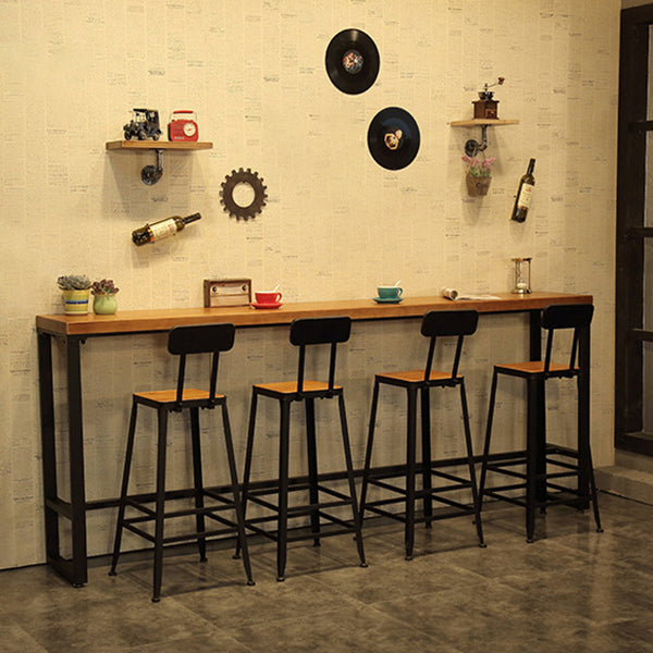 Industrial Bar Table Set  1/5/9 Pieces Rectangle Wood Counter Table with Stools for Bar