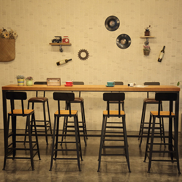 Industrial Bar Table Set  1/5/9 Pieces Rectangle Wood Counter Table with Stools for Bar
