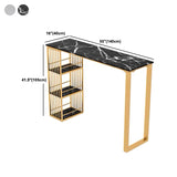 Industrial Sintered Stone Pub Set 1/3 Piece Storage Bar Table with Upholstered Stool