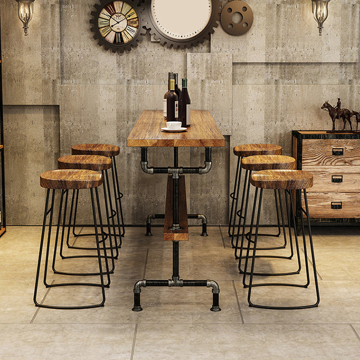 Brown Bar Stool and Table Set Industrial 1/2/4/7 Pieces Table and Stool Set Clearhalo 'Bar Furniture' 'furn' 'furn_home_bar_bar_sets' 'Furniture' 'Home Bars & Bar Sets' 'home_bar_bar_sets' 'Kitchen & Dining Furniture' 6406070