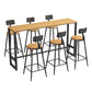 1/7 Pieces Indoor Bar Table Set Industrial Wooden Bar Table and Stools with Footrest 7 Pieces: Table, 7 Wood Stools Clearhalo 'Bar Furniture' 'furn' 'furn_home_bar_bar_sets' 'Furniture' 'Home Bars & Bar Sets' 'home_bar_bar_sets' 'Kitchen & Dining Furniture' 6406174
