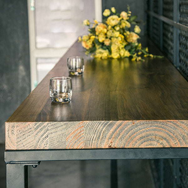 Industriële balktafel Set 1/6 stuks houten balk tafel en voetsteunbarkruk