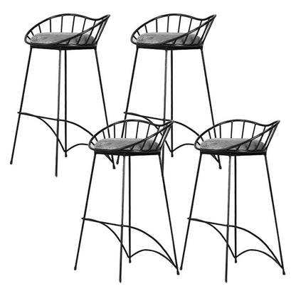 Zeitgenössische Thekenhocker aus Metall, niedrige schwarze Hocker für die Bar