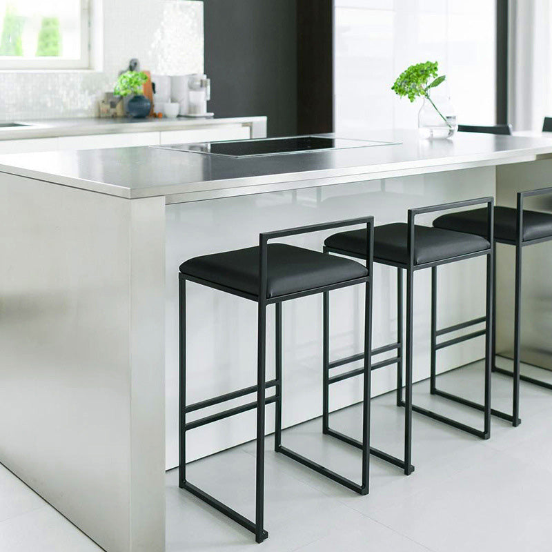 Contemporary Iron Counter Height Stools Low Back Bar Stool with Footrest Clearhalo 'Bar Furniture' 'Bar Stools' 'bar_stools' 'furn' 'furn_bar_stools' 'Furniture' 'Kitchen & Dining Furniture' 6406405