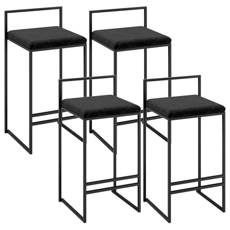 Contemporary Iron Counter Height Stools Low Back Bar Stool with Footrest Black 4 Piece Set Clearhalo 'Bar Furniture' 'Bar Stools' 'bar_stools' 'furn' 'furn_bar_stools' 'Furniture' 'Kitchen & Dining Furniture' 6406408
