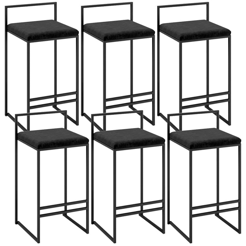 Contemporary Iron Counter Height Stools Low Back Bar Stool with Footrest Black 6 Piece Set Clearhalo 'Bar Furniture' 'Bar Stools' 'bar_stools' 'furn' 'furn_bar_stools' 'Furniture' 'Kitchen & Dining Furniture' 6406409