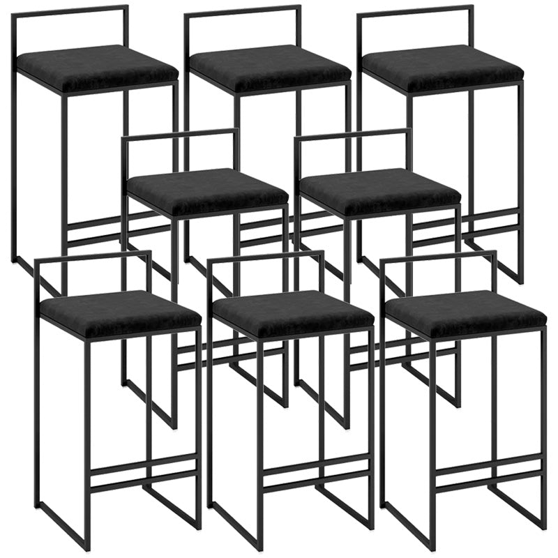 Contemporary Iron Counter Height Stools Low Back Bar Stool with Footrest Black 8 Piece Set Clearhalo 'Bar Furniture' 'Bar Stools' 'bar_stools' 'furn' 'furn_bar_stools' 'Furniture' 'Kitchen & Dining Furniture' 6406412